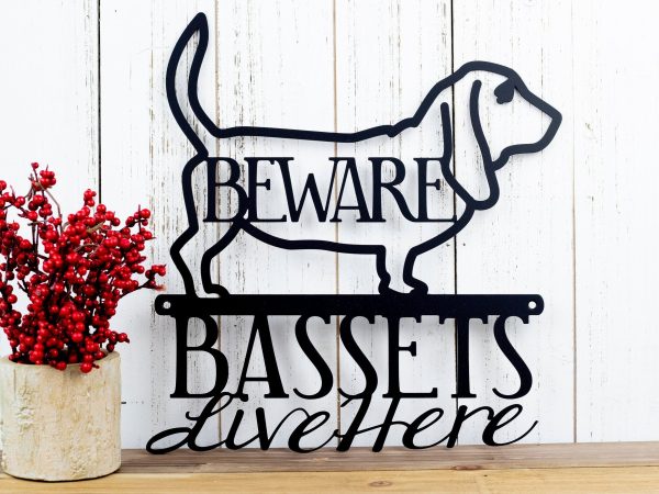 Basset Hound Beware Metal Sign Outdoor Sign Basset Hound Metal Wall De