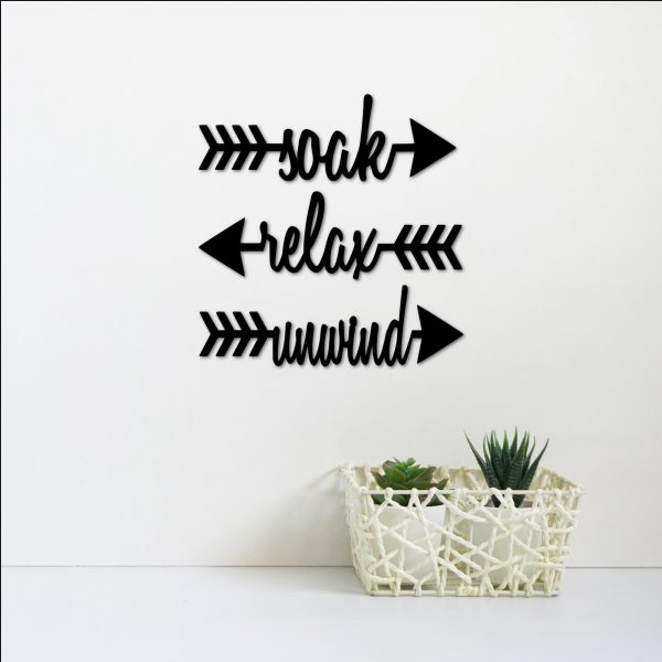 Soak Relax Unwind Sign Arrow Decor Bathroom Word Arrows Guest Bathroom