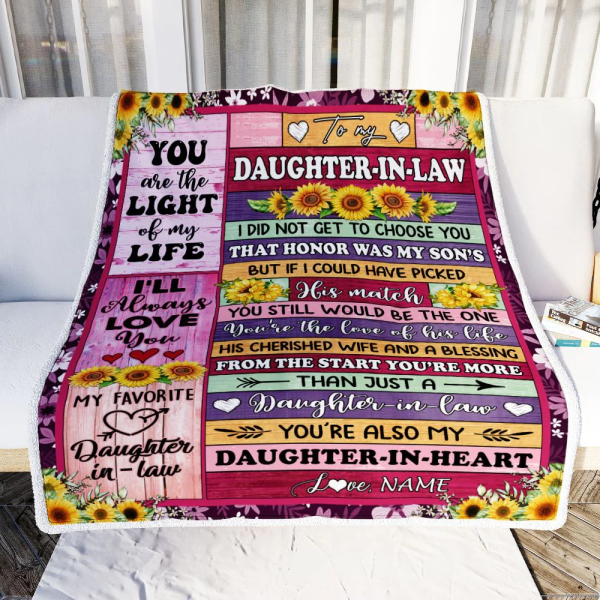 Personalized To My Daughter In Law Blanket From Mother In Law Sunflowe - Image 3