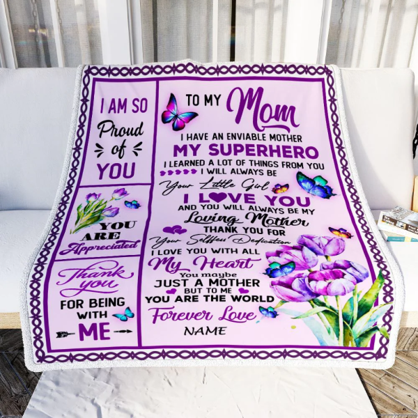 Personalized To My Mom Blanket From Daughter Floral Butterfly Thank Yo - Image 3