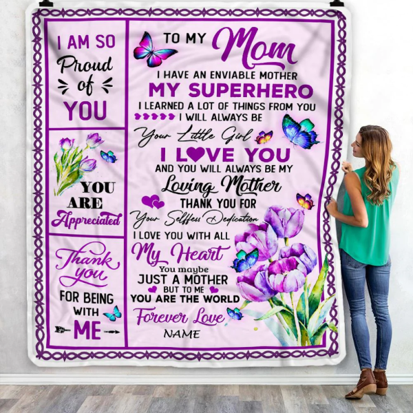 Personalized To My Mom Blanket From Daughter Floral Butterfly Thank Yo - Image 6