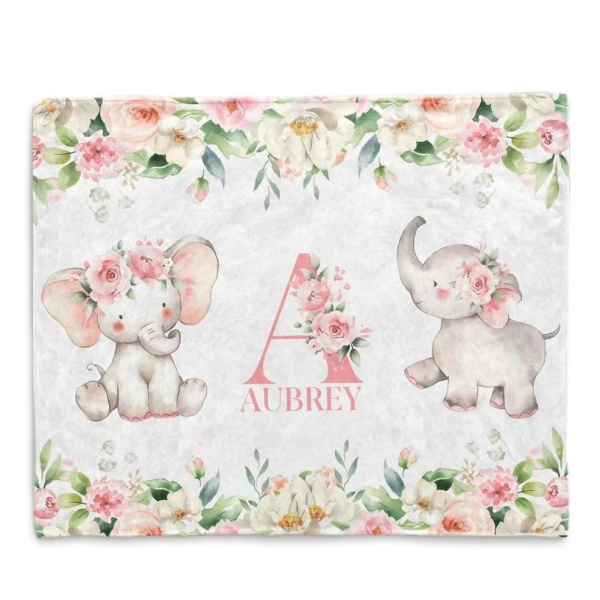 Baby Elephant Blanket, Blanket Personalized Baby Name, Cute Blanket, B - Image 2