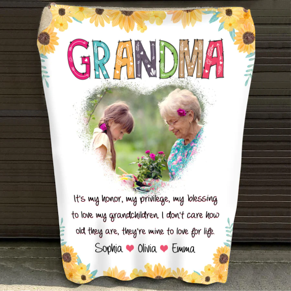 Custom Photo Blanket - Personalized Grandma Blanket with Grandkid's na - Image 2