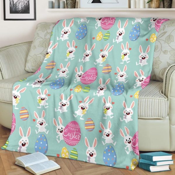 Happy Easter Holiday Colorful Eggs Pattern Print Design Fleece Blanket - Image 2