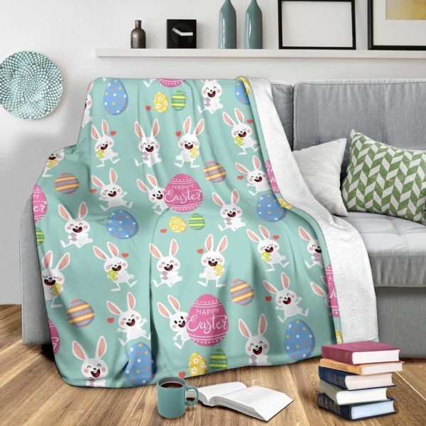 Happy Easter Holiday Colorful Eggs Pattern Print Design Fleece Blanket - Image 3