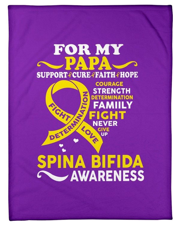 For My Papa Support Cure Faith Hope Spina Bifida Awareness Fleece Blan - Image 3