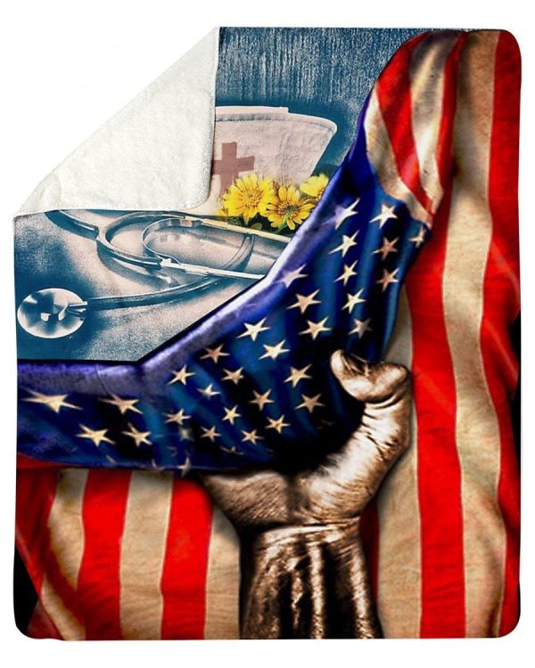 Nurse Hat American's Flags Fleece Blanket