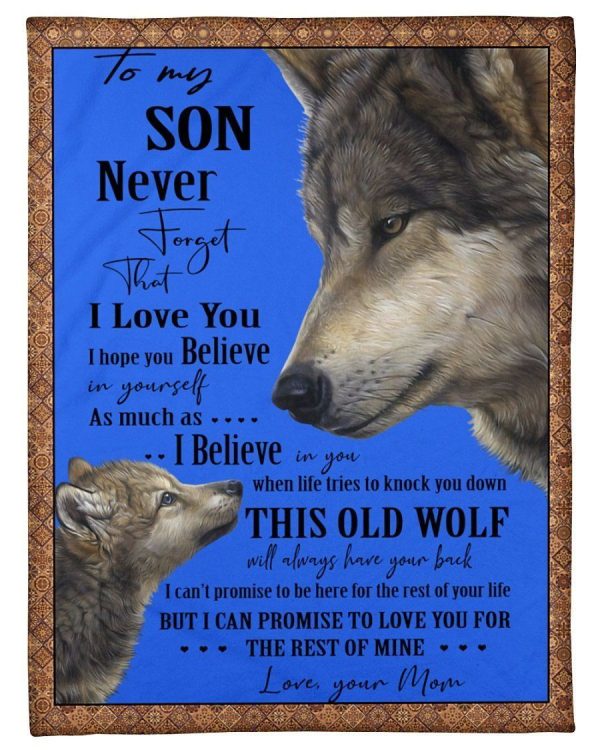 This Old Wolf Will Always Have Your Back Gift For Son Fleece Blanket