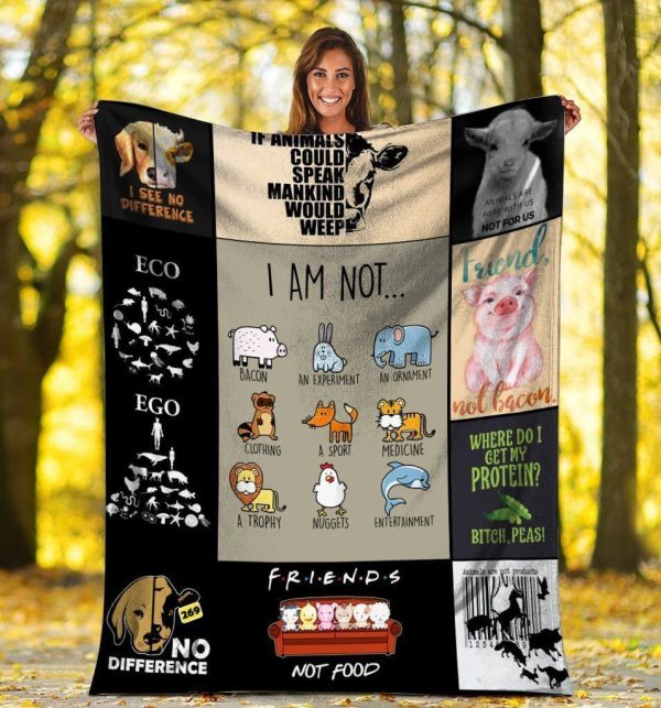 Animals Are Friends Not Food Vegan Vegetarian Gift Fleece Blanket