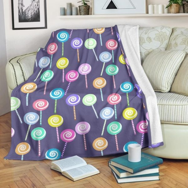 Colorful Lollipop Pattern Print Design Fleece Blanket