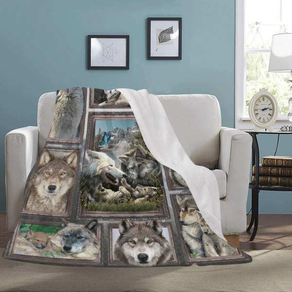 3d Grey Wolf Wild Animals Fleece Blanket - Image 3