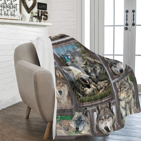 3d Grey Wolf Wild Animals Fleece Blanket - Image 4