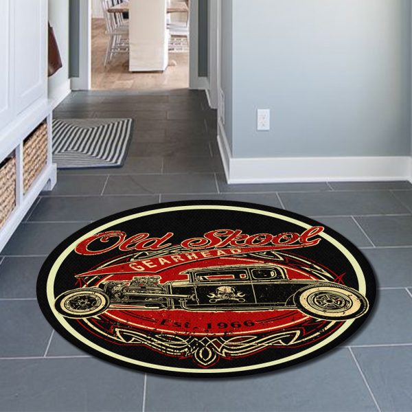 Old Skool Hot Rod Vintage Round Mat Round Floor Mat Room Rugs Carpet Outdoor Rug Washable Rugs - Image 2