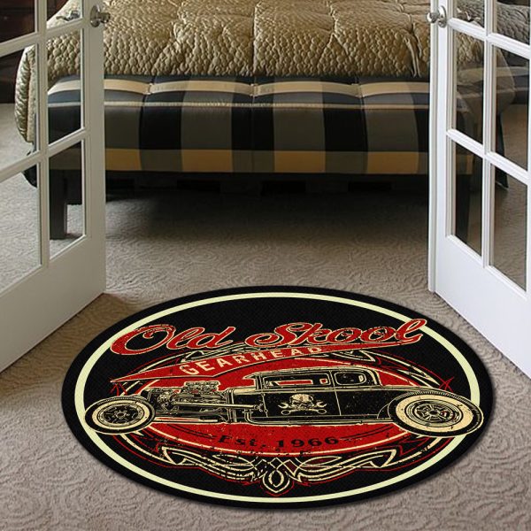 Old Skool Hot Rod Vintage Round Mat Round Floor Mat Room Rugs Carpet Outdoor Rug Washable Rugs - Image 3