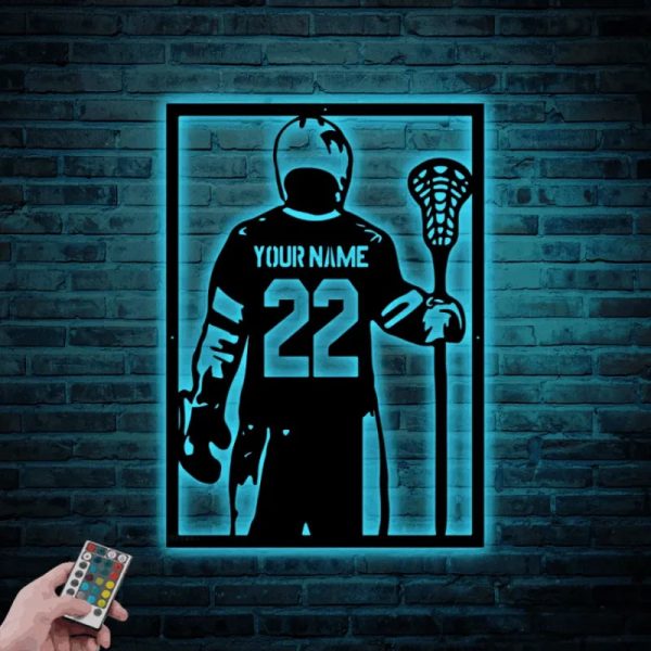 Custom Lacrosse Metal Sign Led Lights, Custom Name Lacrosse Sign, Lacr