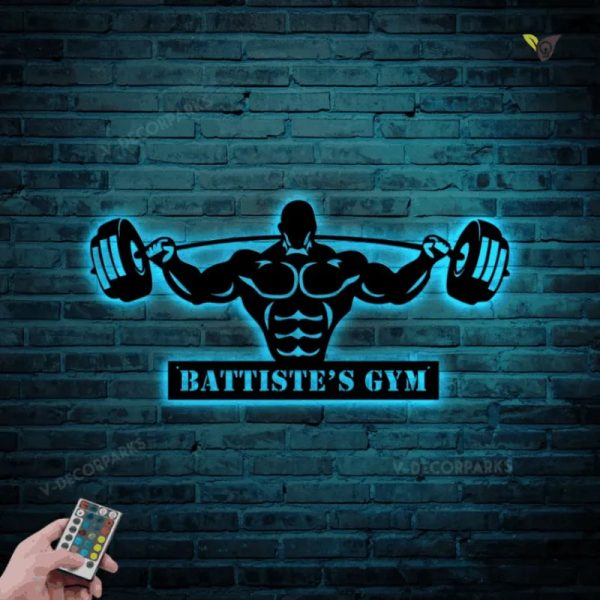 Personalized Name Gym Metal Wall Art With Led Lights - Cross Fit Metal - Image 2