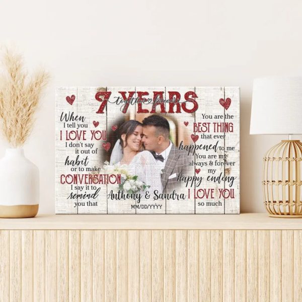 Personalized Photo Canvas Prints, Gifts For Couples, Happy 7th Anniversary Gift For Husband And Wife, Together And Forever When I Tell You Dem Canvas - Image 4