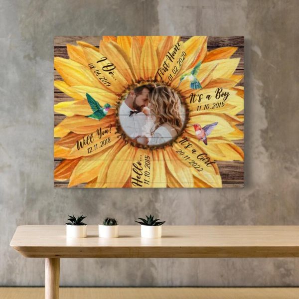 Personalized Canvas Prints Custom Photo And Milestone Date - Sunflower Our Milestones Dem Canvas - Image 5