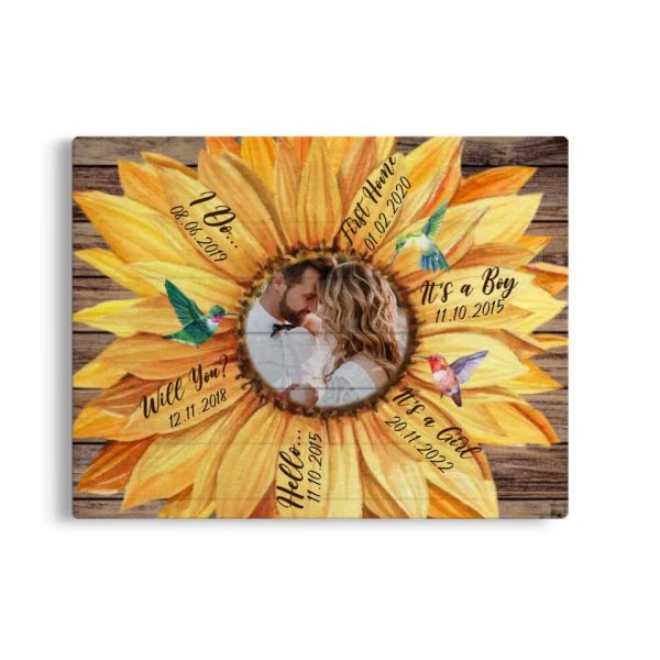 Personalized Canvas Prints Custom Photo And Milestone Date - Sunflower Our Milestones Dem Canvas - Image 7