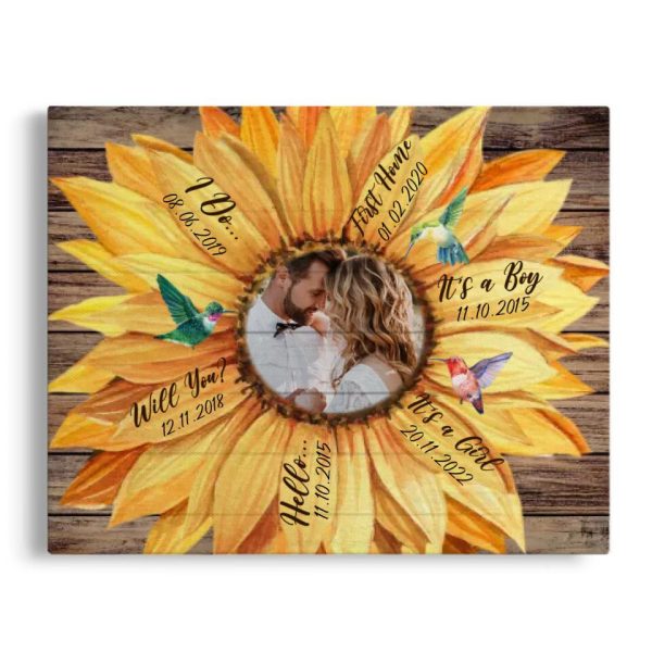 Personalized Canvas Prints Custom Photo And Milestone Date - Sunflower Our Milestones Dem Canvas - Image 8