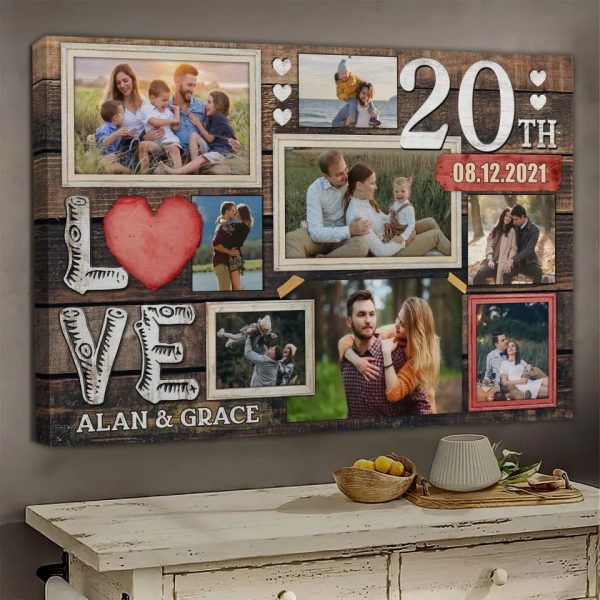 Personalized Canvas Prints, Custom Photo, Gifts For Couples, 20th Anniversary Gifts For Husband And Wife, Love 20th Anniversary Dem Canvas - Image 2