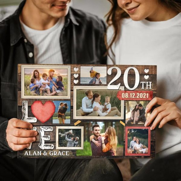 Personalized Canvas Prints, Custom Photo, Gifts For Couples, 20th Anniversary Gifts For Husband And Wife, Love 20th Anniversary Dem Canvas - Image 3