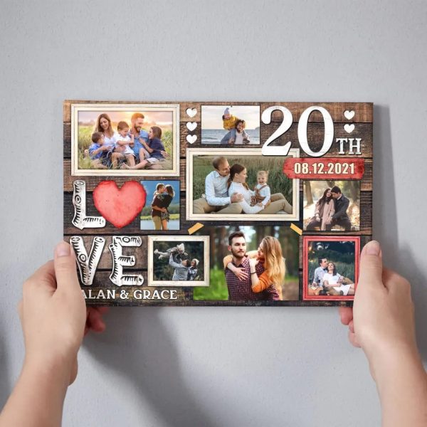 Personalized Canvas Prints, Custom Photo, Gifts For Couples, 20th Anniversary Gifts For Husband And Wife, Love 20th Anniversary Dem Canvas - Image 5