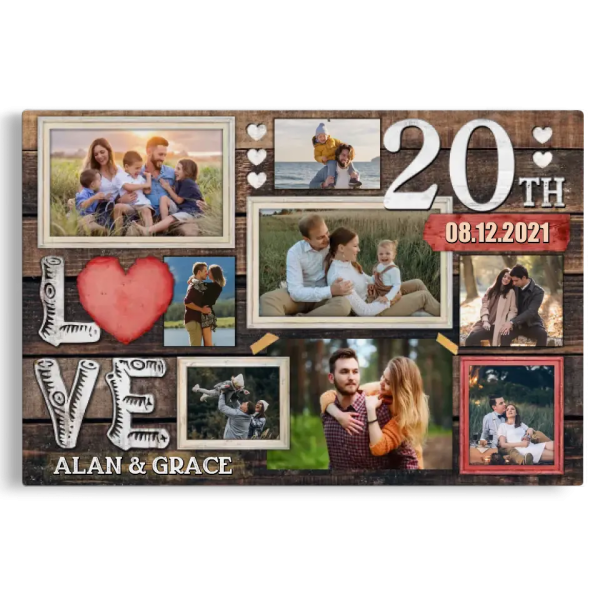 Personalized Canvas Prints, Custom Photo, Gifts For Couples, 20th Anniversary Gifts For Husband And Wife, Love 20th Anniversary Dem Canvas - Image 7