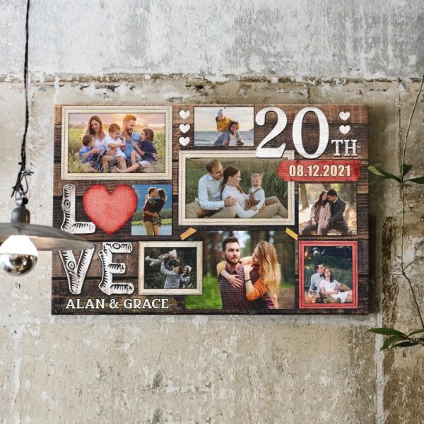 Personalized Canvas Prints, Custom Photo, Gifts For Couples, 20th Anniversary Gifts For Husband And Wife, Love 20th Anniversary Dem Canvas