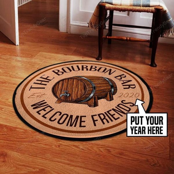 Personalized Bourbon Bar Living Room Round Mat Circle Rug - Image 2