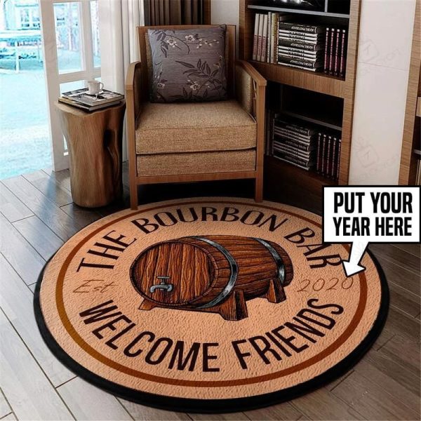 Personalized Bourbon Bar Living Room Round Mat Circle Rug