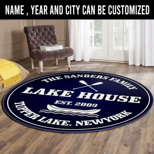 Personalized Lake House Living Room Round Mat Circle Rug - Image 3