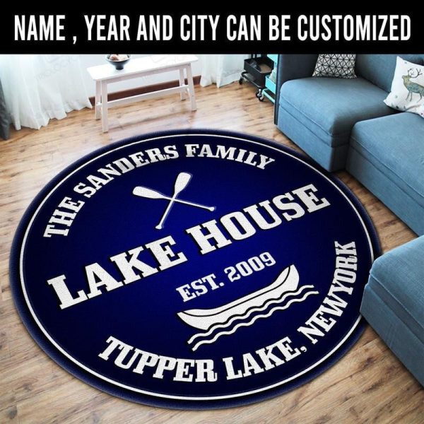 Personalized Lake House Living Room Round Mat Circle Rug - Image 5