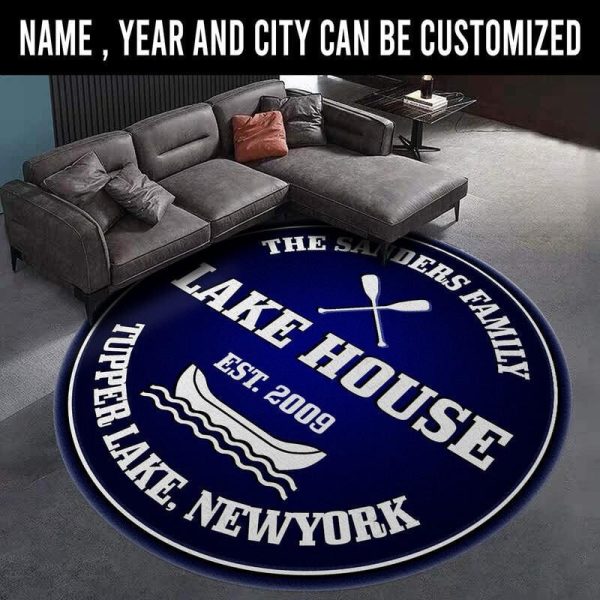 Personalized Lake House Living Room Round Mat Circle Rug