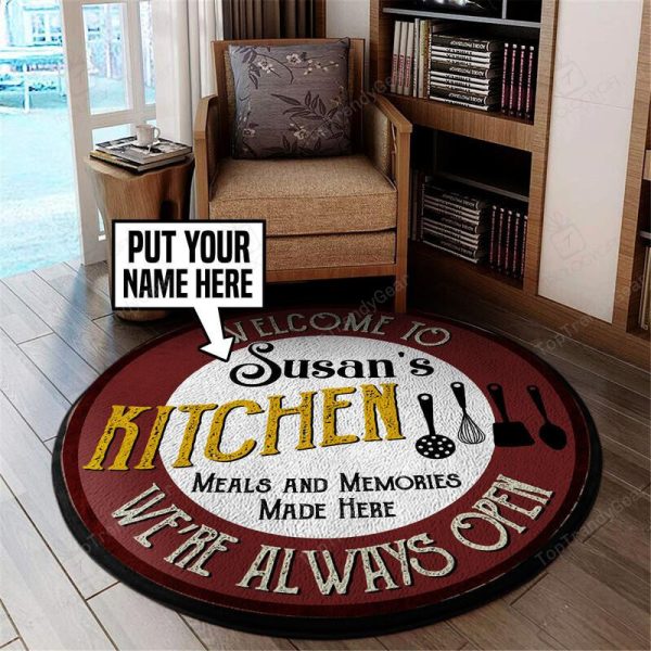 Personalized Welcome To Kitchen Round Mat Round Floor Mat Room Rugs Carpet Outdoor Rug Washable Rugs - Image 2