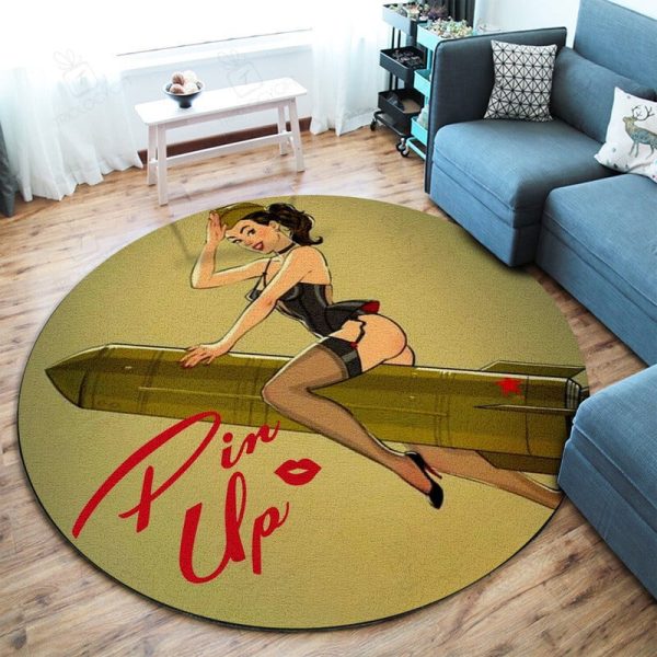 Pin Up Girl Hot Rat Rod Round Mat Round Floor Mat Room Rugs Carpet Outdoor Rug Washable Rugs - Image 2