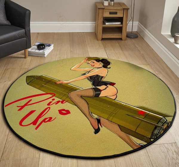 Pin Up Girl Hot Rat Rod Round Mat Round Floor Mat Room Rugs Carpet Outdoor Rug Washable Rugs - Image 3