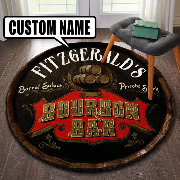 Personalized Bourbon Bar Round Mat Round Floor Mat Room Rugs Carpet Outdoor Rug Washable Rugs