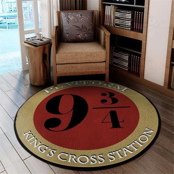 9 3/4 Kings Cross Station Train Round Mat Round Floor Mat Room Rugs Carpet Outdoor Rug Washable Rugs