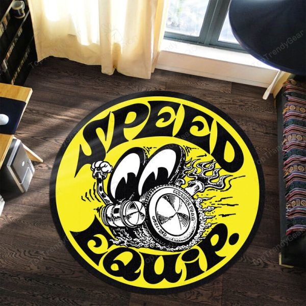 Speed Equip Hot Rod Round Mat Round Floor Mat Room Rugs Carpet Outdoor Rug Washable Rugs - Image 2