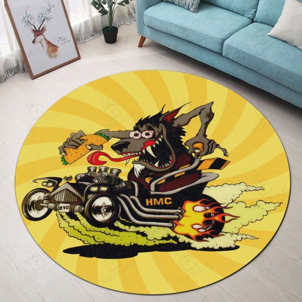 Hot Rod Taco Run Round Mat Round Floor Mat Room Rugs Carpet Outdoor Rug Washable Rugs