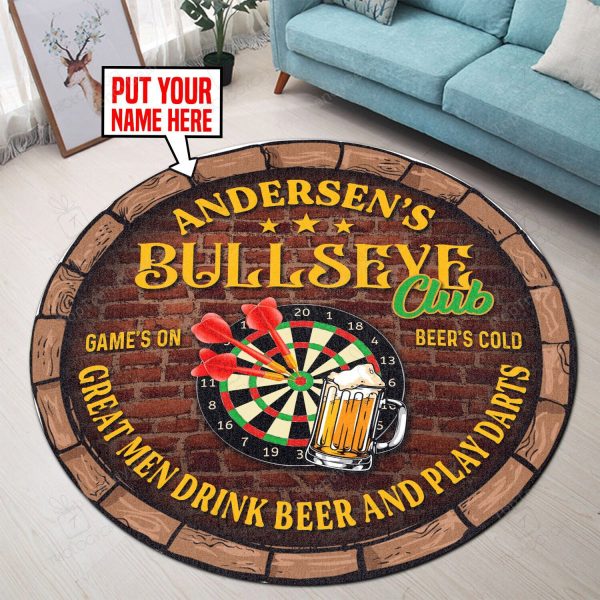 Personalized Bullseye Club Dart And Beer Round Mat Round Floor Mat Room Rugs Carpet Outdoor Rug Washable Rugs - Image 3