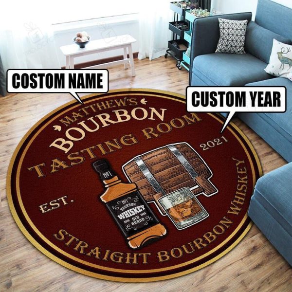 Personalized Bourbon Tasting Room Round Mat Round Floor Mat Room Rugs Carpet Outdoor Rug Washable Rugs