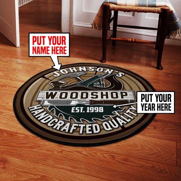 Personalized Woodshop Carpentry Round Mat Round Floor Mat Room Rugs Carpet Outdoor Rug Washable Rugs - Image 2