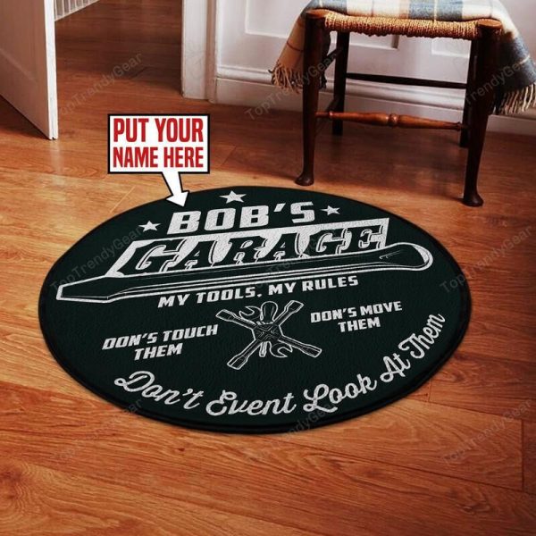 Personalized Garage Round Mat Round Floor Mat Room Rugs Carpet Outdoor Rug Washable Rugs - Image 2