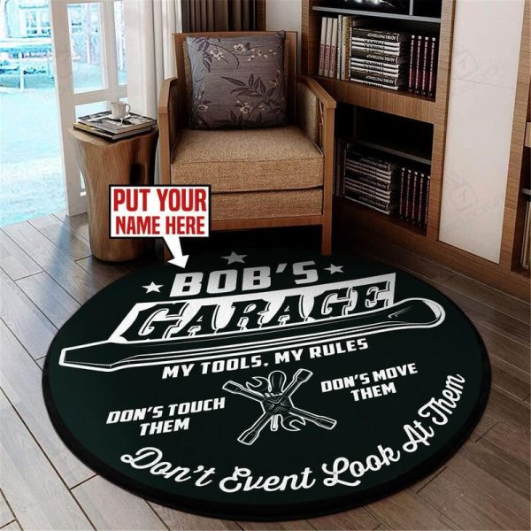 Personalized Garage Round Mat Round Floor Mat Room Rugs Carpet Outdoor Rug Washable Rugs