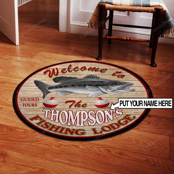 Welcom to the Fishing Lodge Round Rug, Carpet 06445 - Image 2