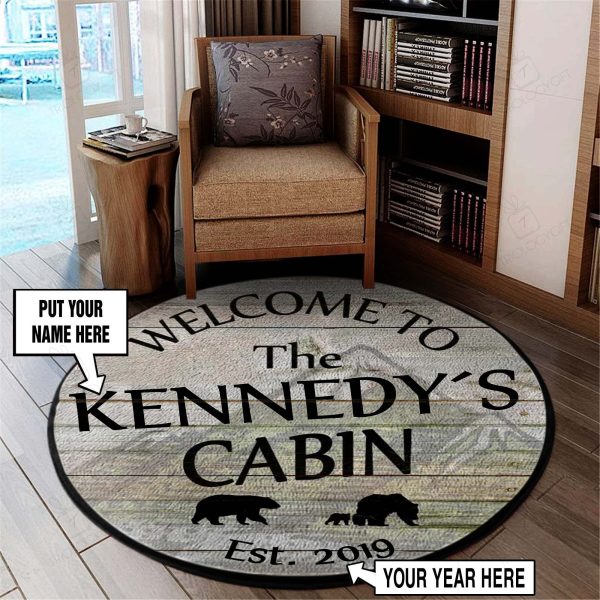 Personalized Welcome to the Cabin Round Rug, Carpet 06923