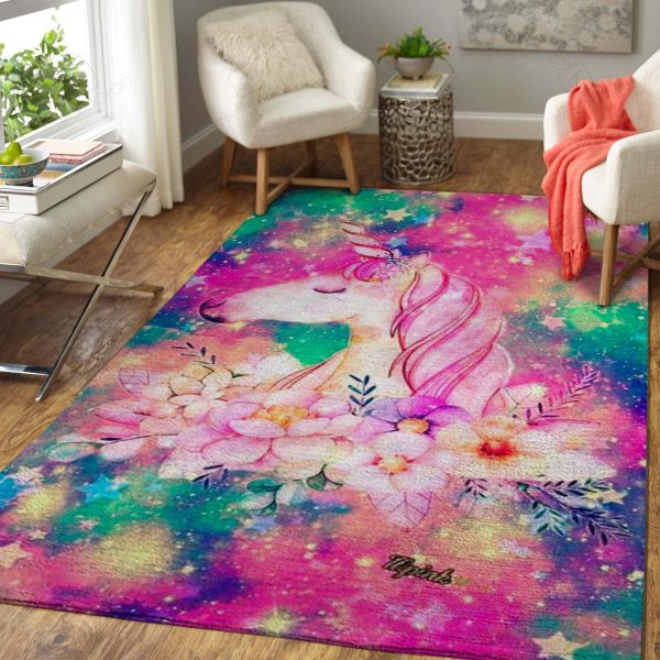 Pink Unicorn Area Decor Rectangle Area Rugs Carpet For Living Room, Bedroom, Kitchen Rugs, Non-Slip Carpet Rp124066 Print